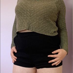 High-waisted Black Cotton Shorts